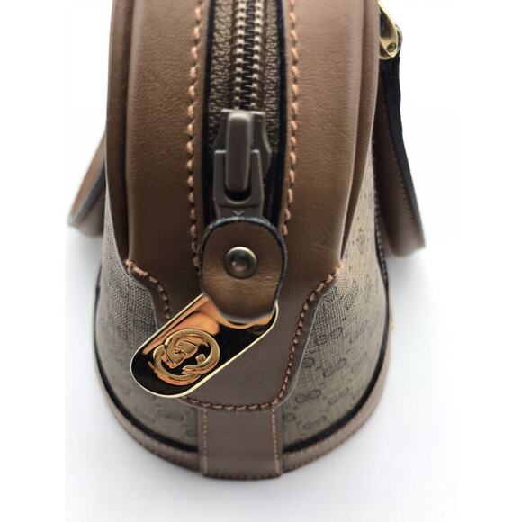 Authentic 1980's Gucci Supreme GG Monagram Coated Canvas Leather Trim Tan Purse - Picture 5 of 14